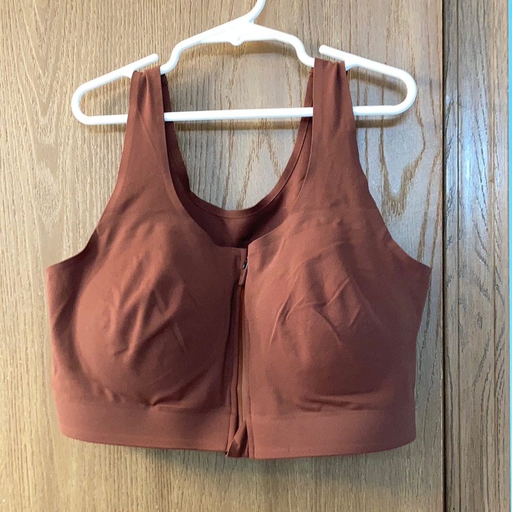 Zyia Coffee zipper bra size S